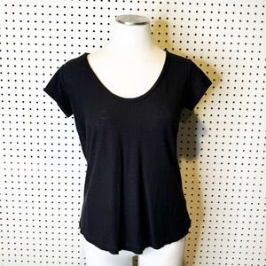 James Perse | Scoop Neck Jersey Slub T-shirt in Black Sz. 1